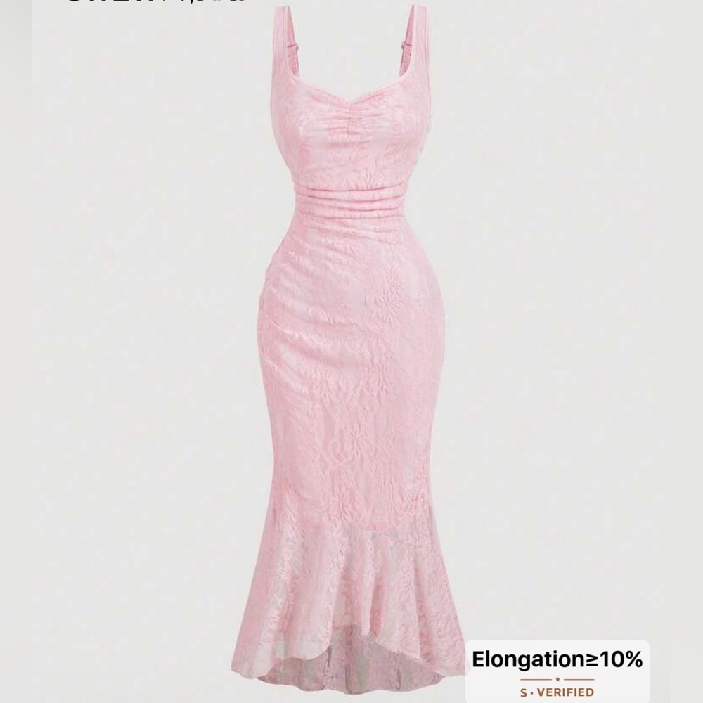 SHEIN Pink Lace High Low Dress